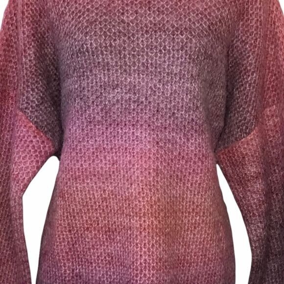 NEW ENTRO Ombre Turtleneck Sweater Sunset Stripe Drop Shoulders Pink Women's L - Picture 6 of 10